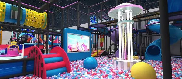 The ball pit and soft-play slides at Play Adventure City