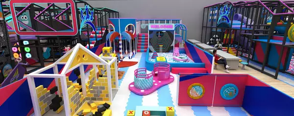 The toddler play zone and parent seating area